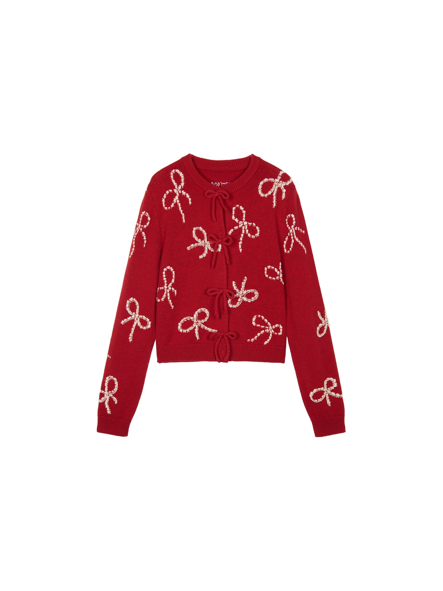 Beaded embroidered bow cardigan