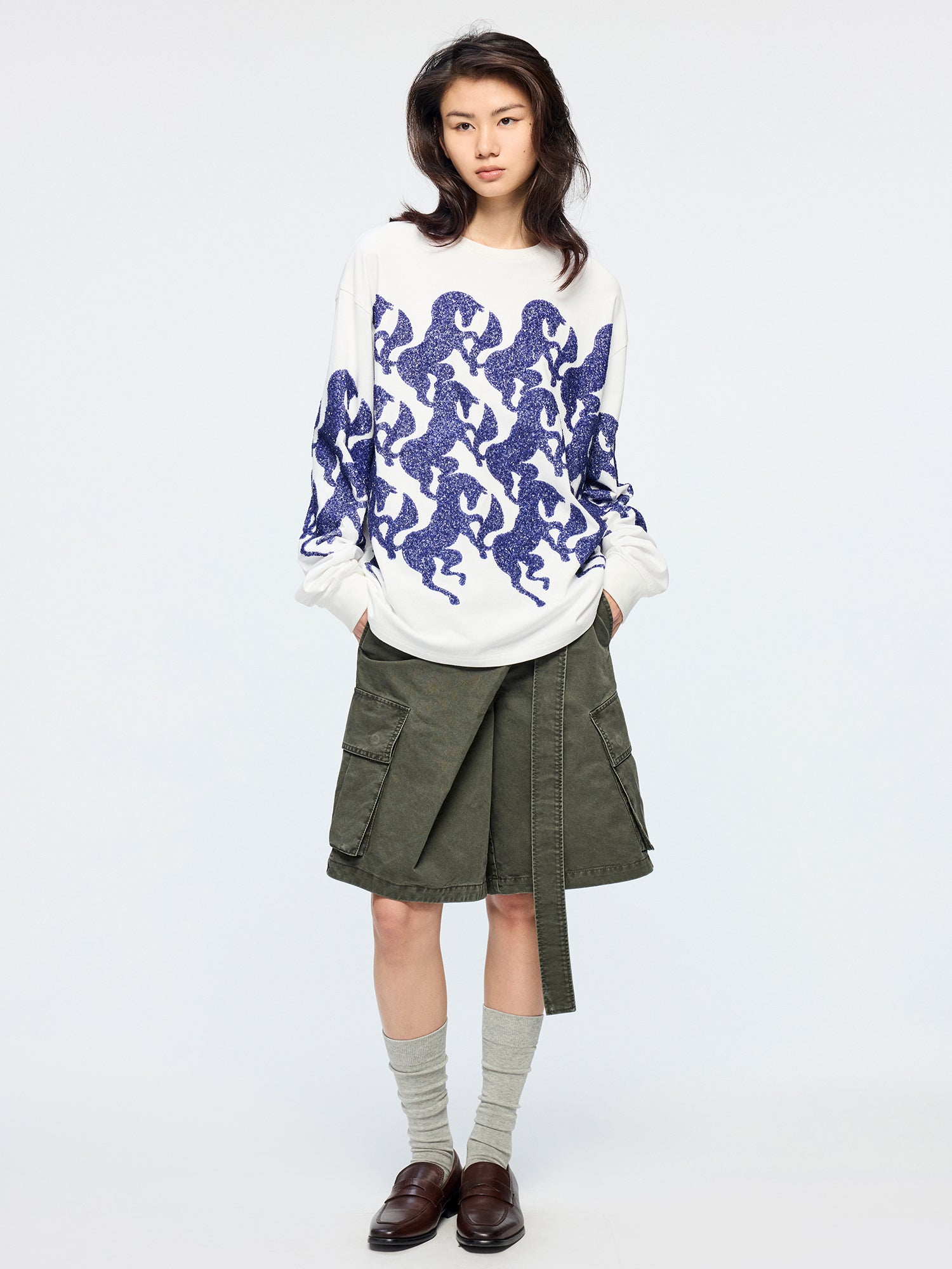 Year of the Horse limited sequin embroidered long sleeve t-shirt