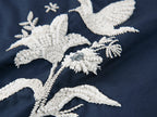 Beaded embroidered bird drawstring shirt