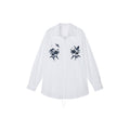 Beaded embroidered bird drawstring shirt