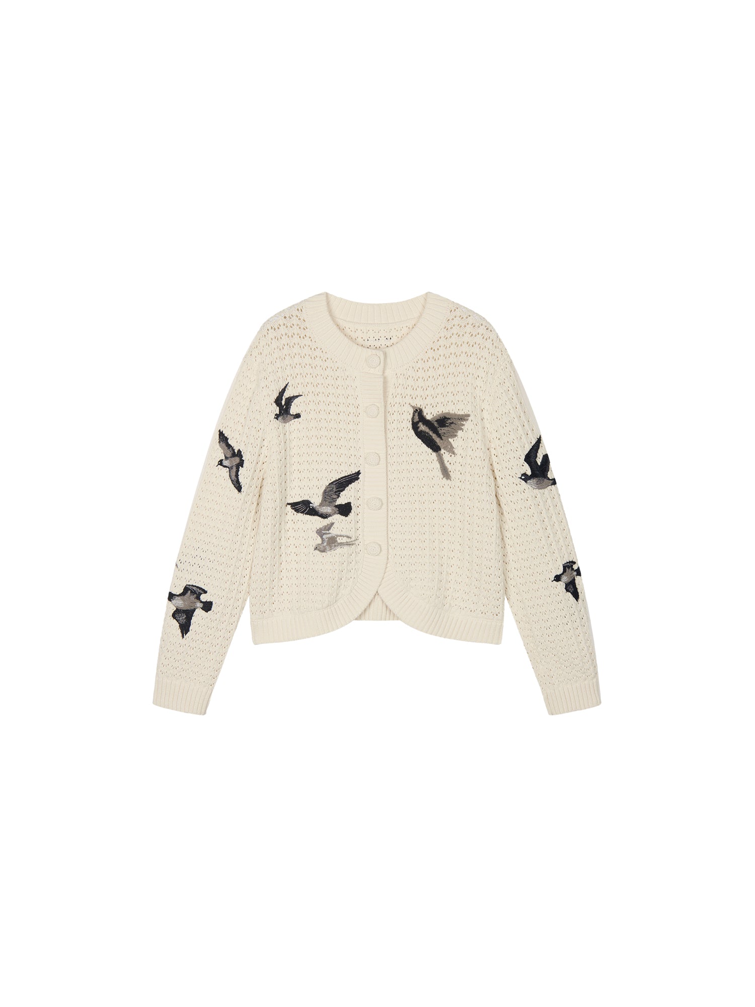 Embroidered bird cardigan