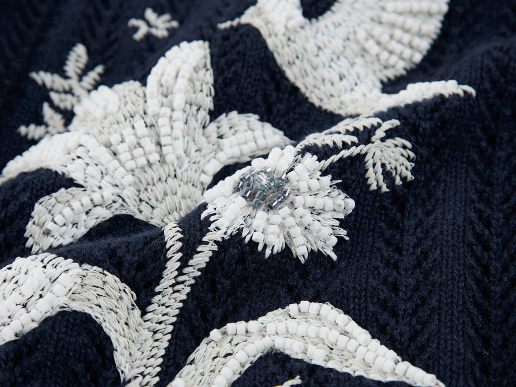 Beaded embroidered bird knit vest