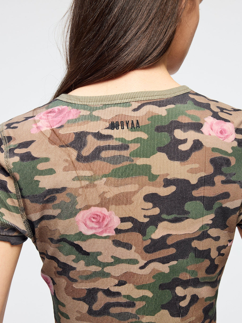 Rose camouflage henley t-shirt