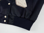 Origami bird PU leather applique baseball jacket