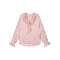 Lace patchwork ruffle collar jacquard shirt