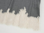 Lace patchwork v-neck long sleeve t-shirt
