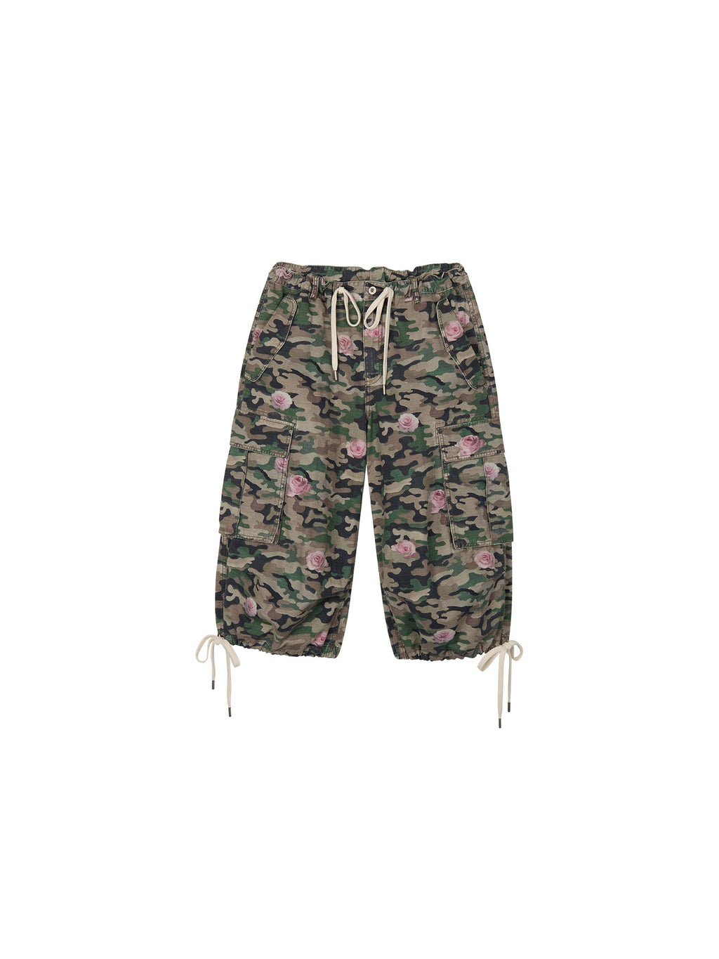 Rose camouflage cropped cargo pants