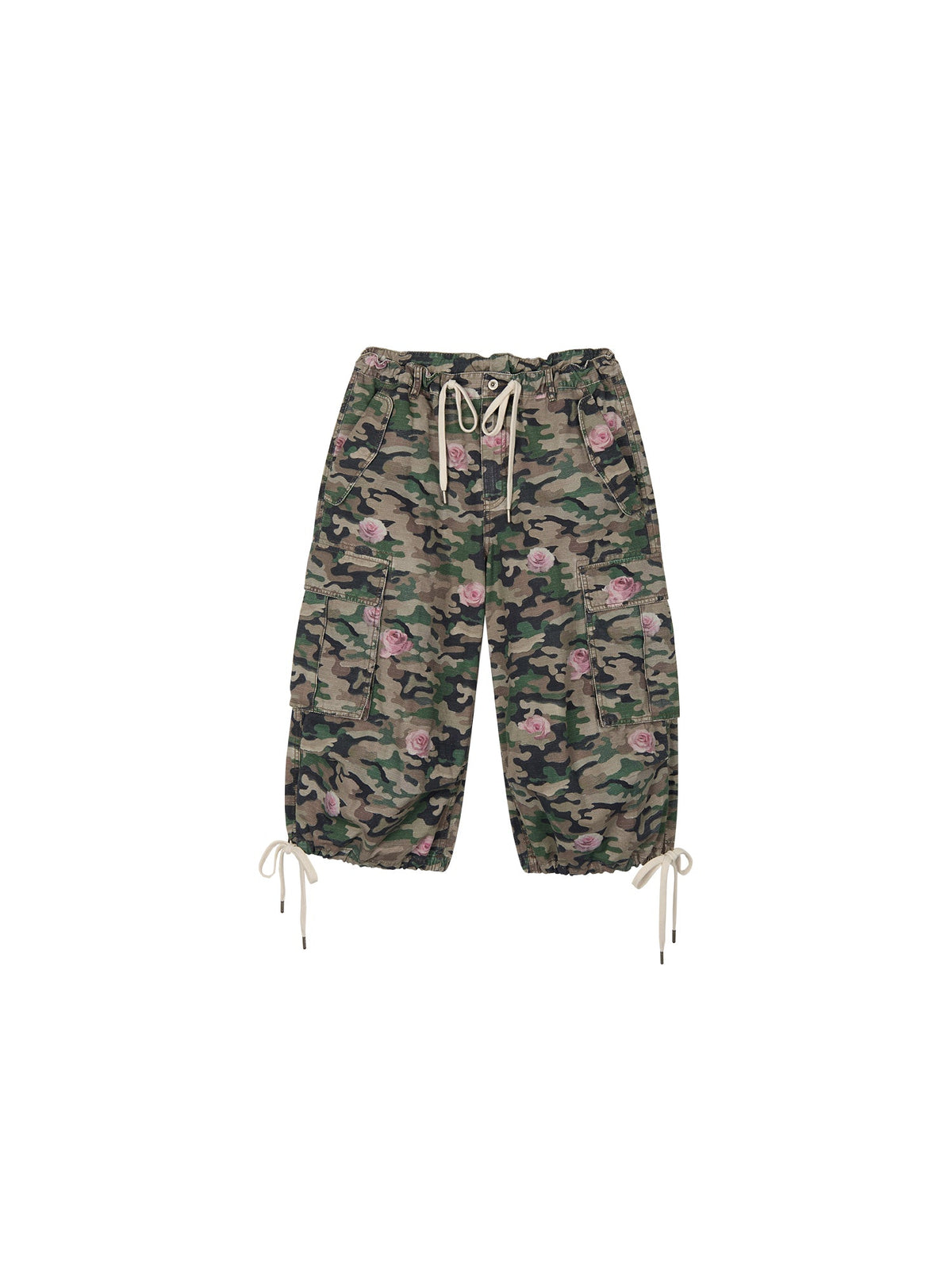 Rose camouflage cropped cargo pants