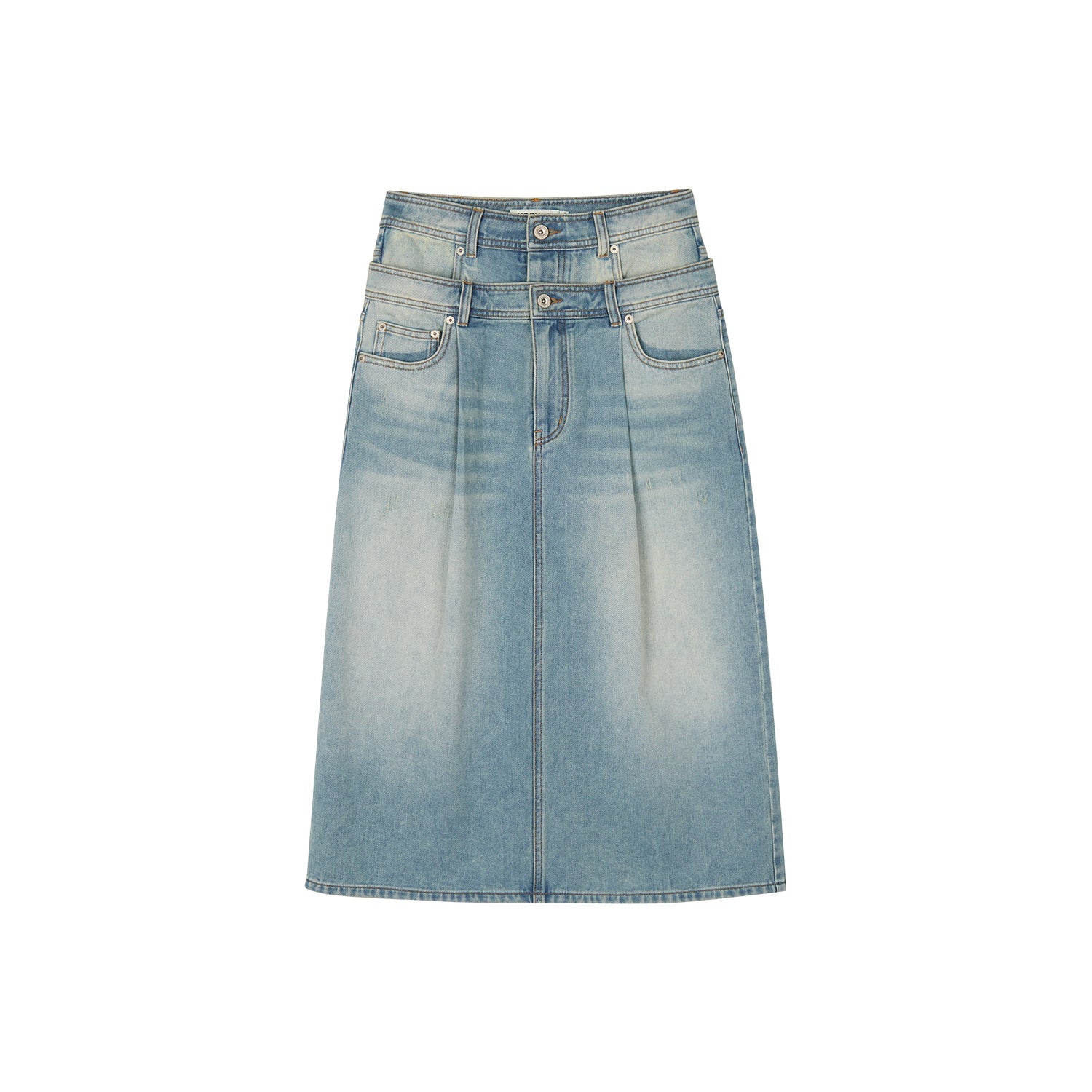 Detachable double waist denim skirt