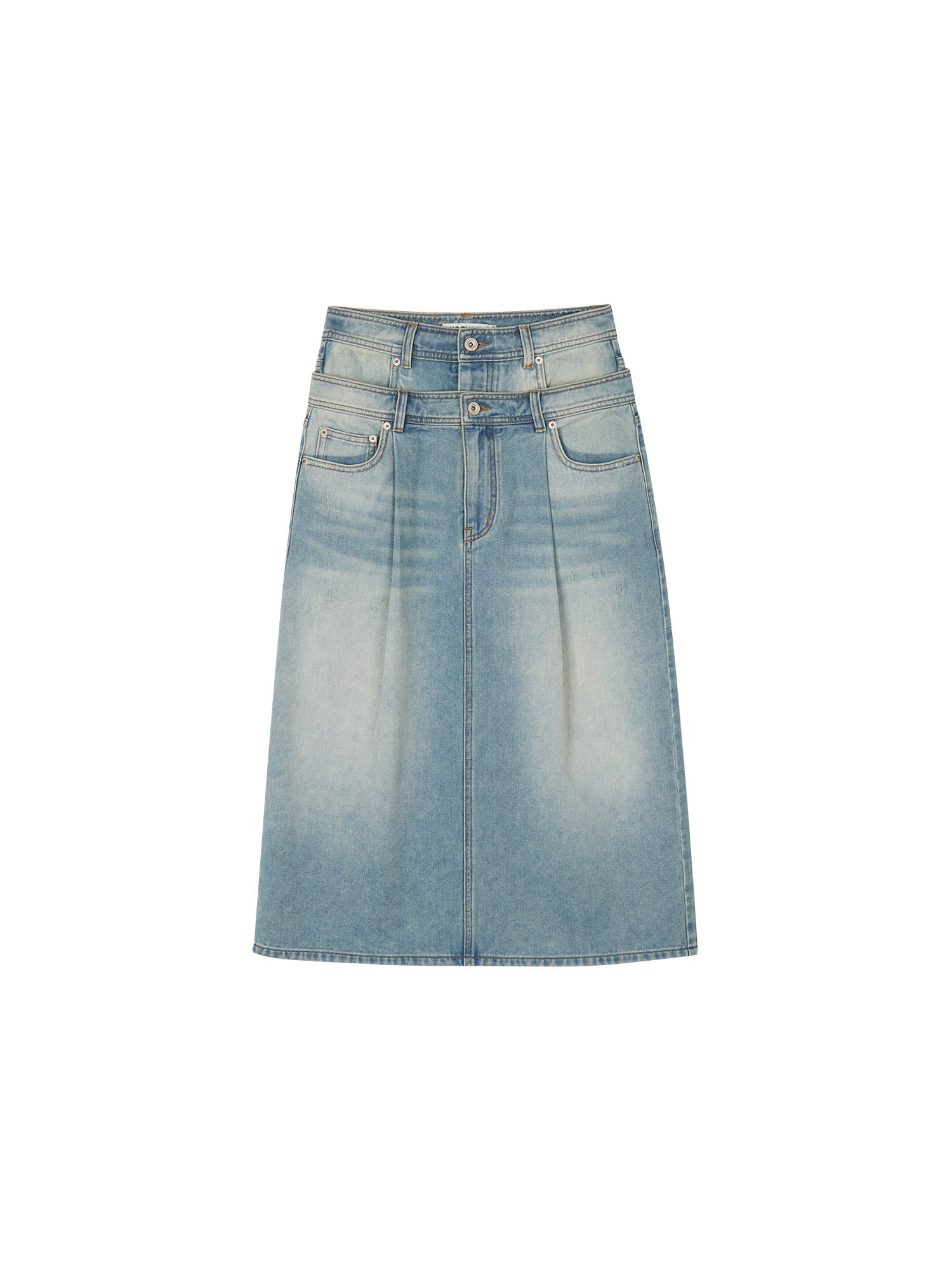 Detachable double waist denim skirt