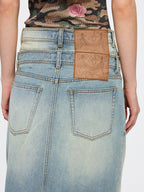 Detachable double waist denim skirt