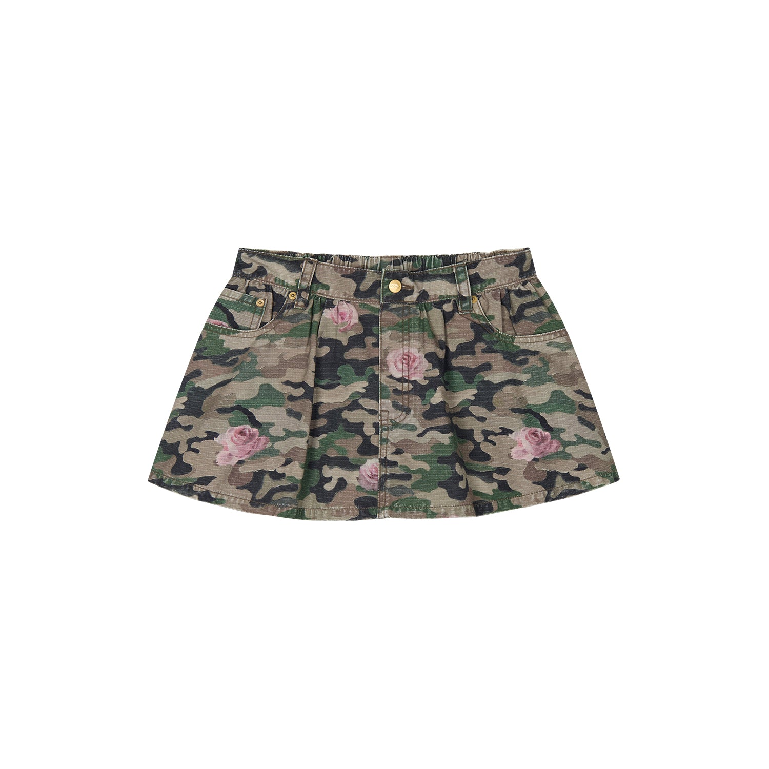 Rose camouflage five-pocket mini skirt