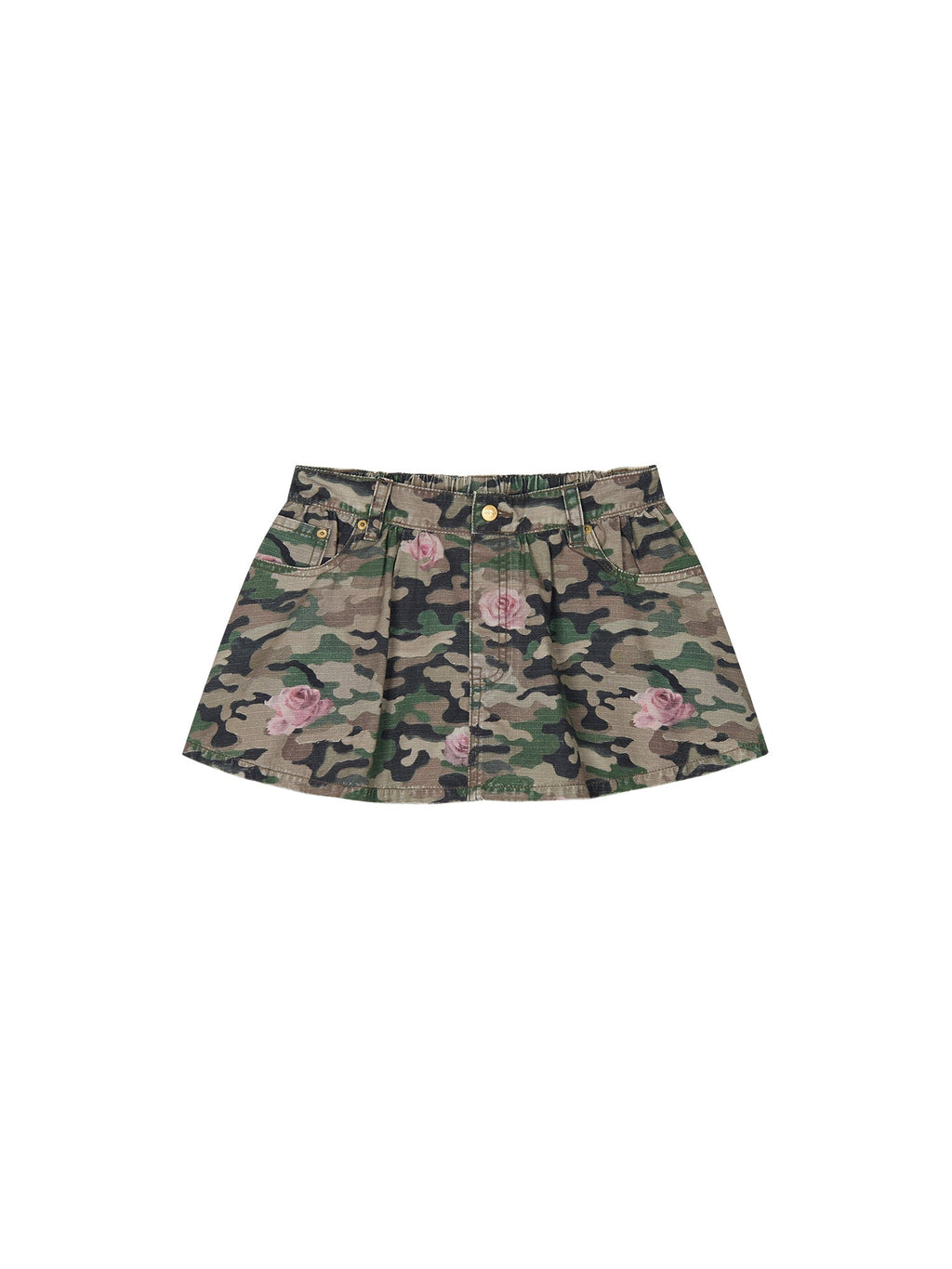 Rose camouflage five-pocket mini skirt