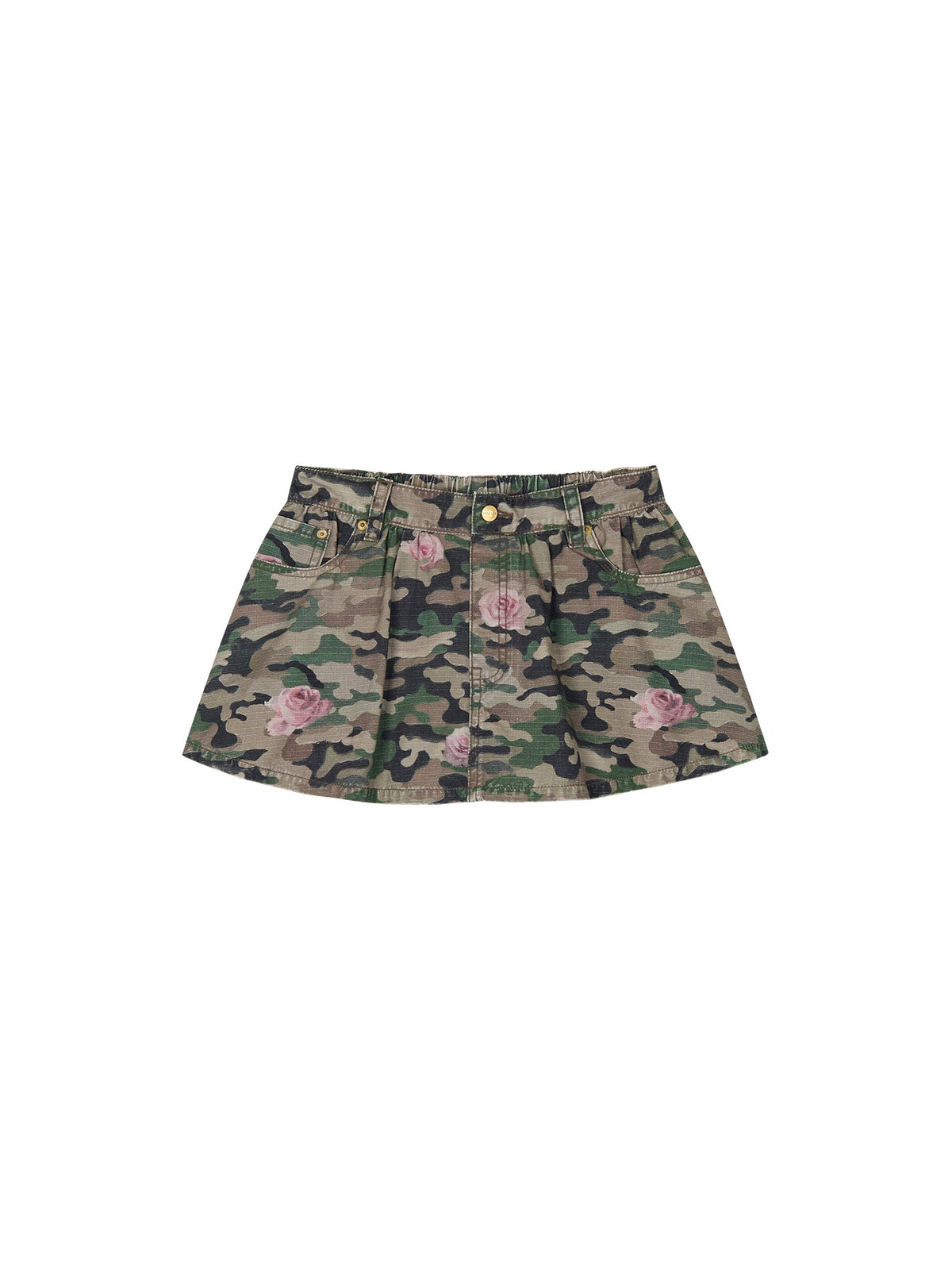 Rose camouflage five-pocket mini skirt