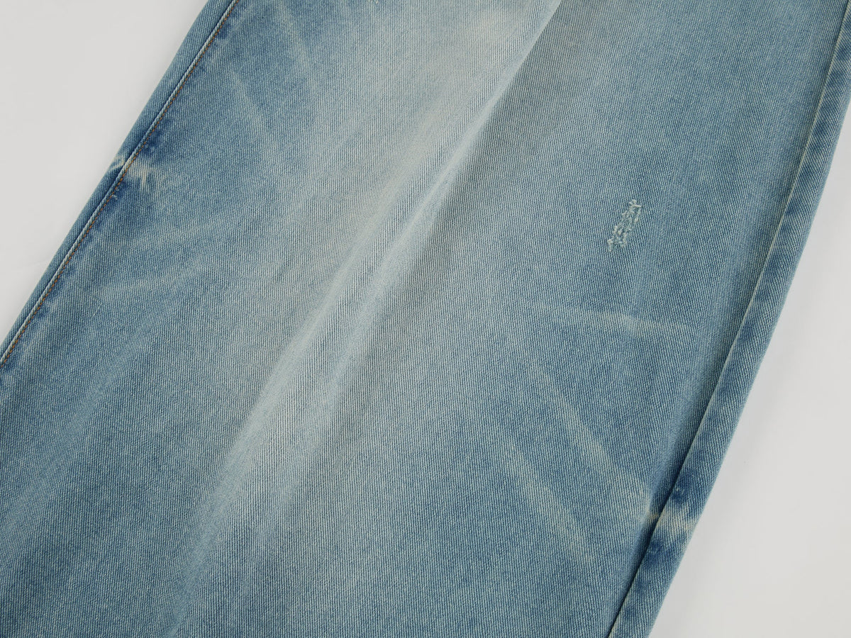 Detachable double waist curved jeans