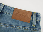 Distressed patchwork jeans