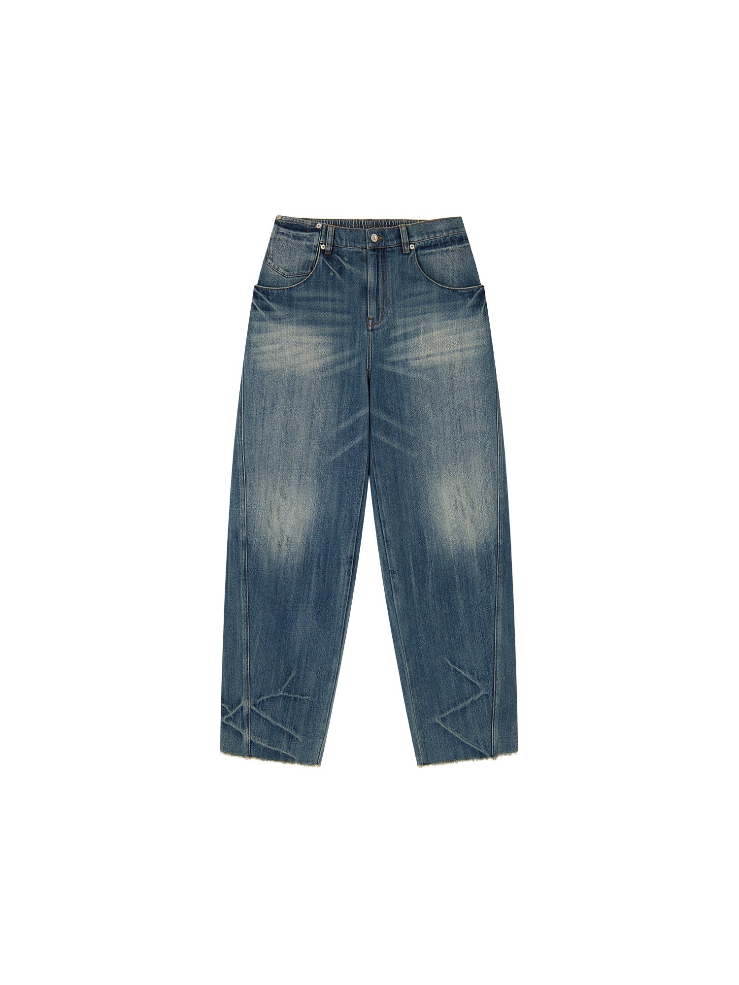 Semi-elastic curved jeans