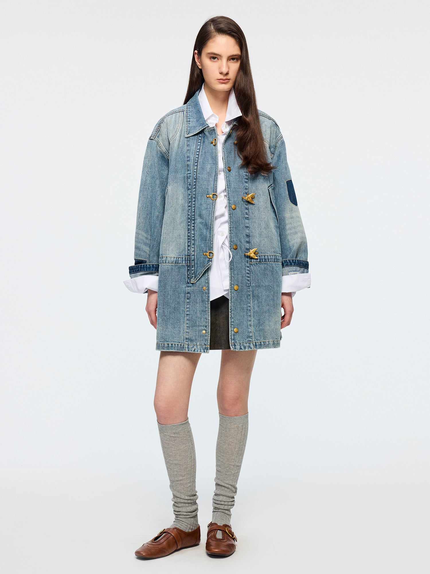 Bird button denim jacket