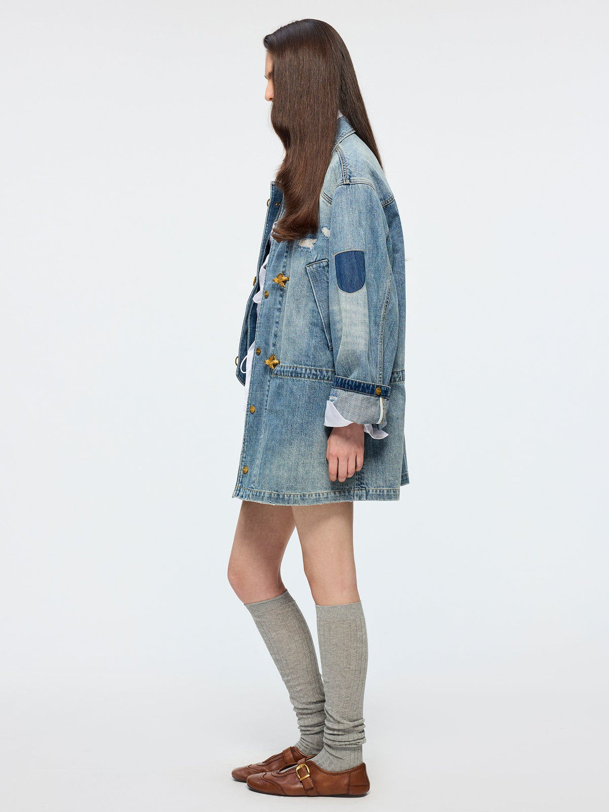 Bird button denim jacket