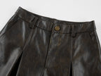 Vintage rubbed pleated leather pants