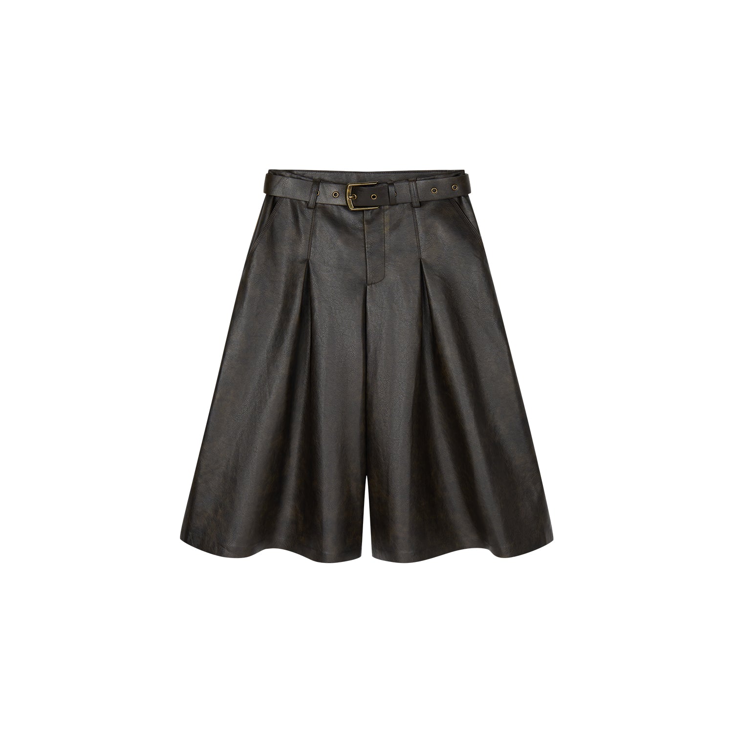 Vintage rubbed pleated leather pants