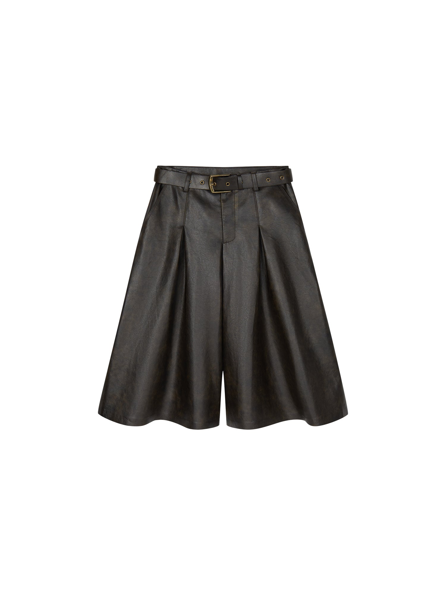 Vintage rubbed pleated leather pants