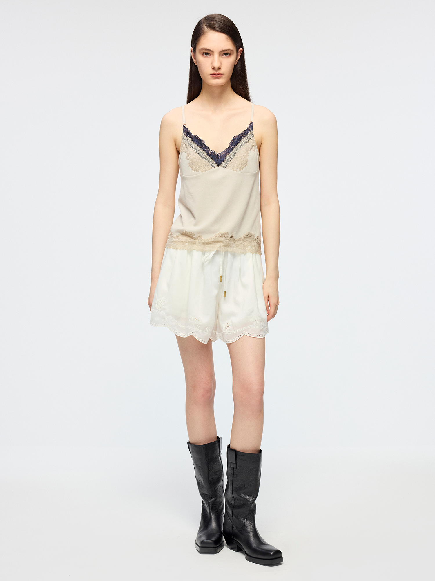 Mock layer lace camisole