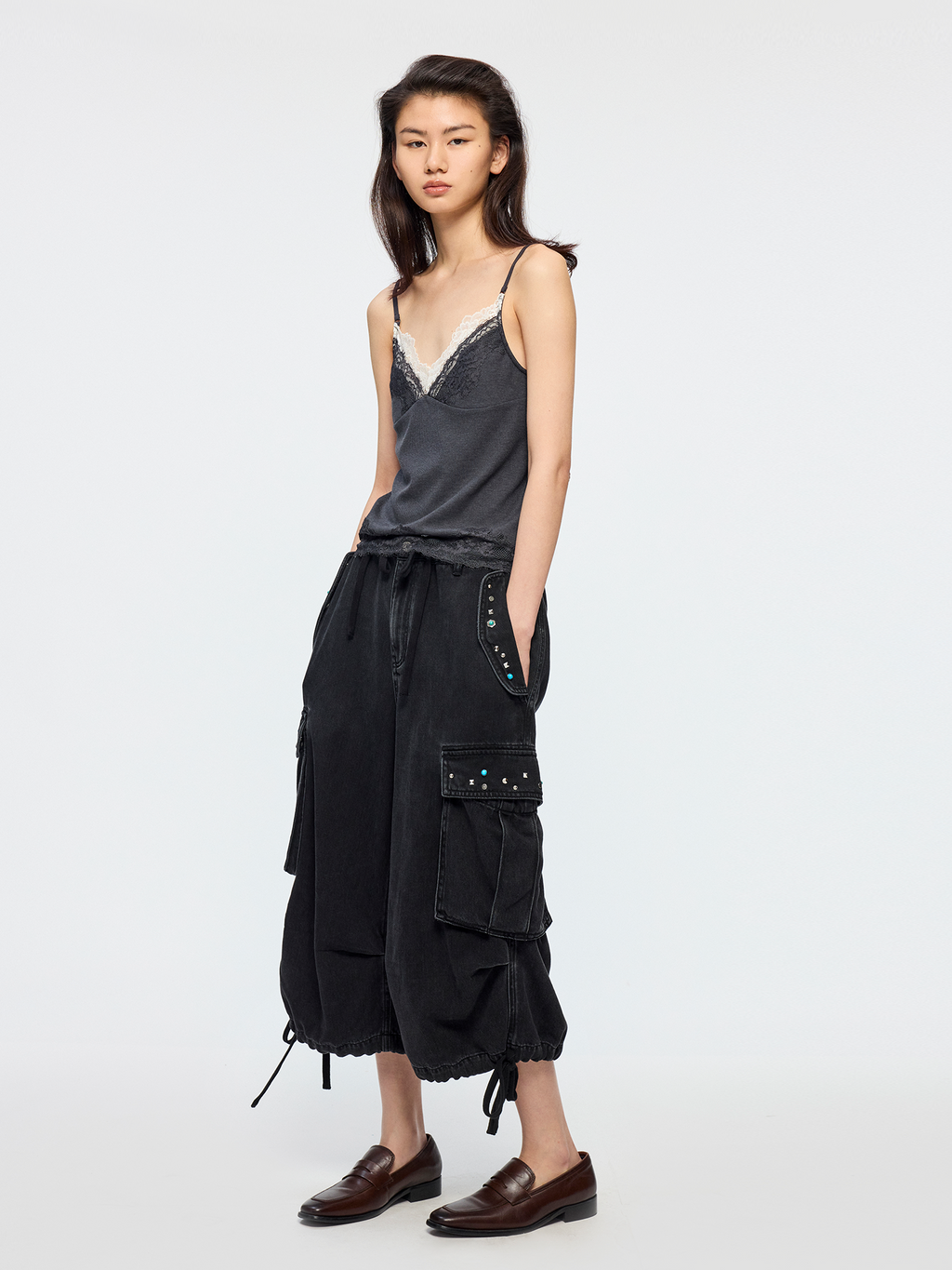 Mock layer lace camisole