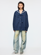 Bow sailor collar shirt