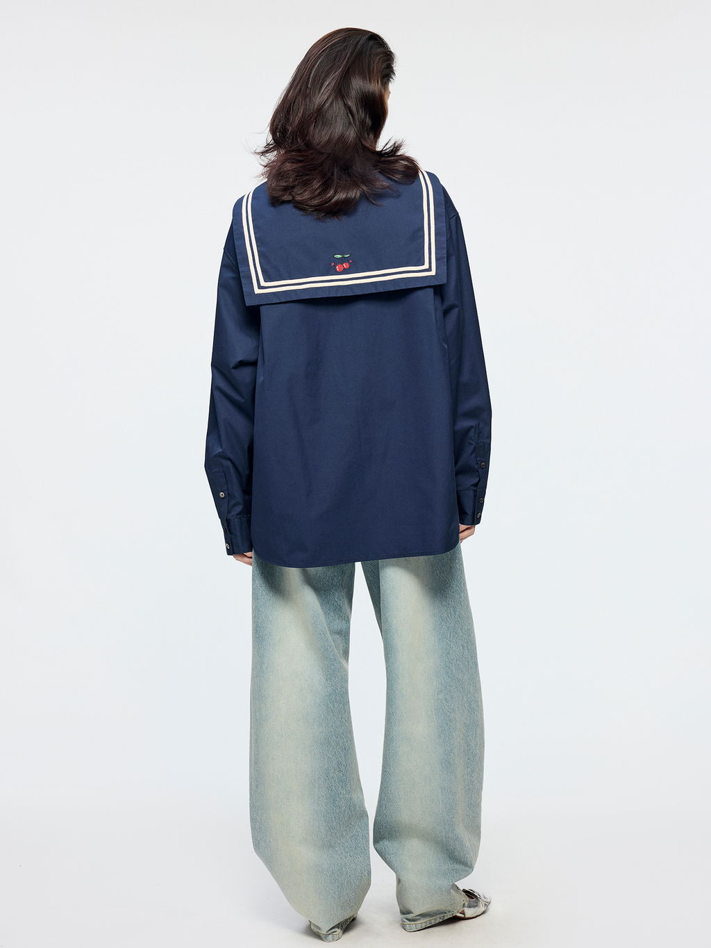 Bow sailor collar shirt