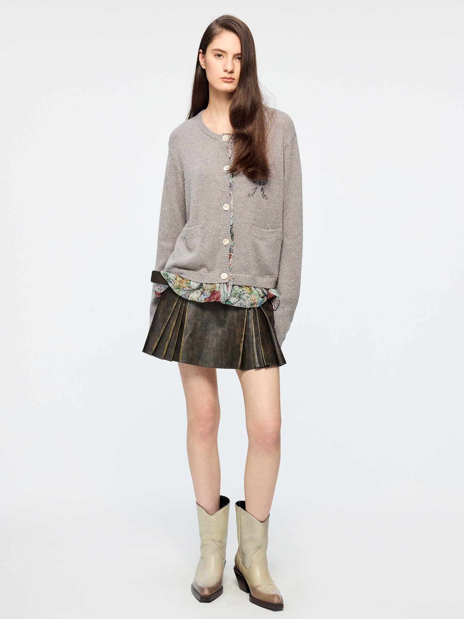 Exposed lining cardigan