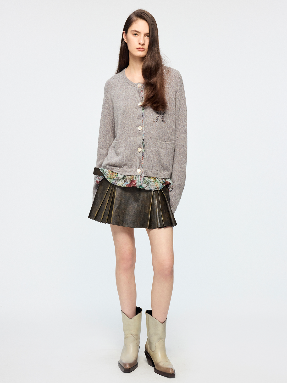 Exposed lining cardigan