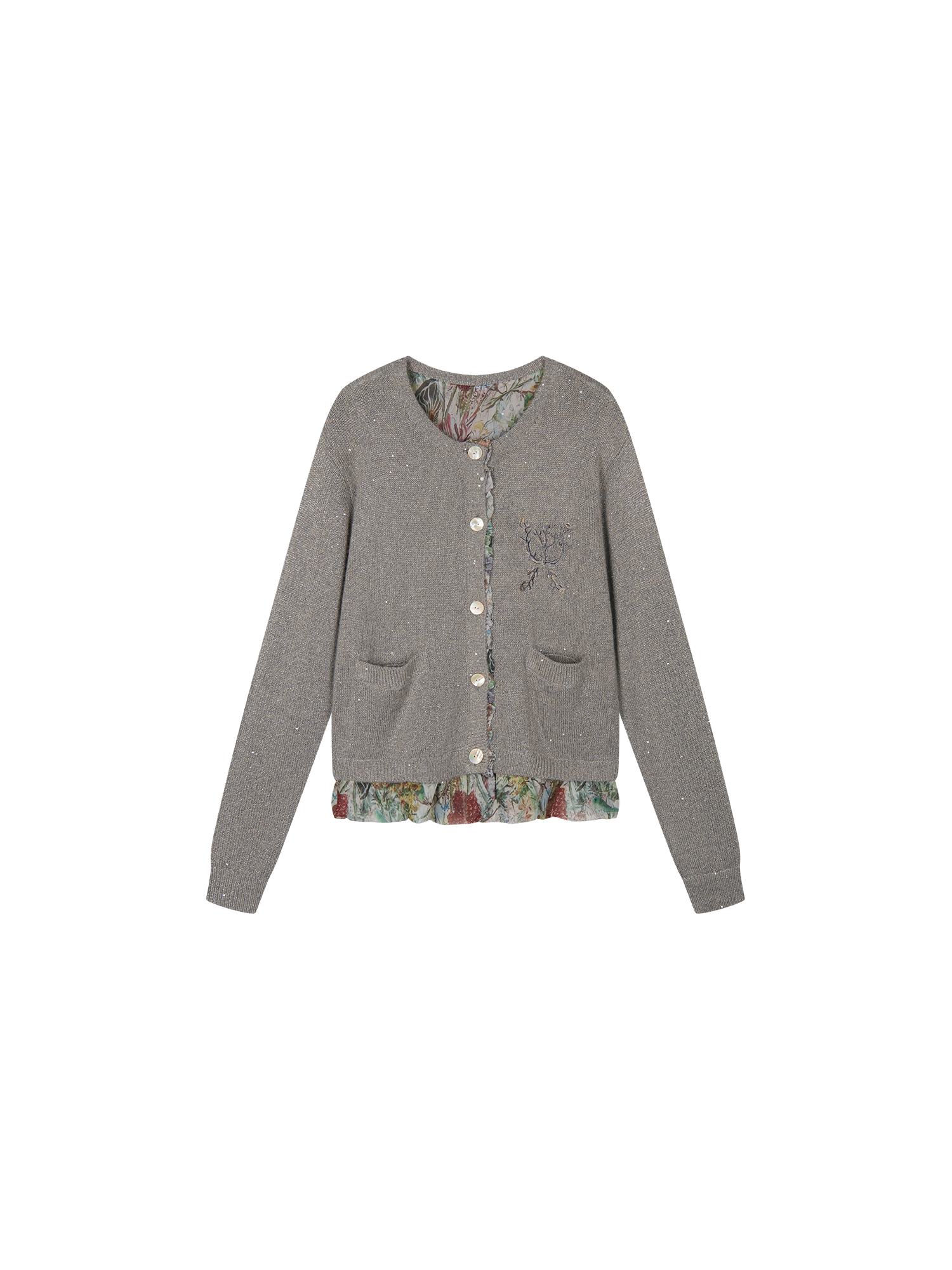 Exposed lining cardigan