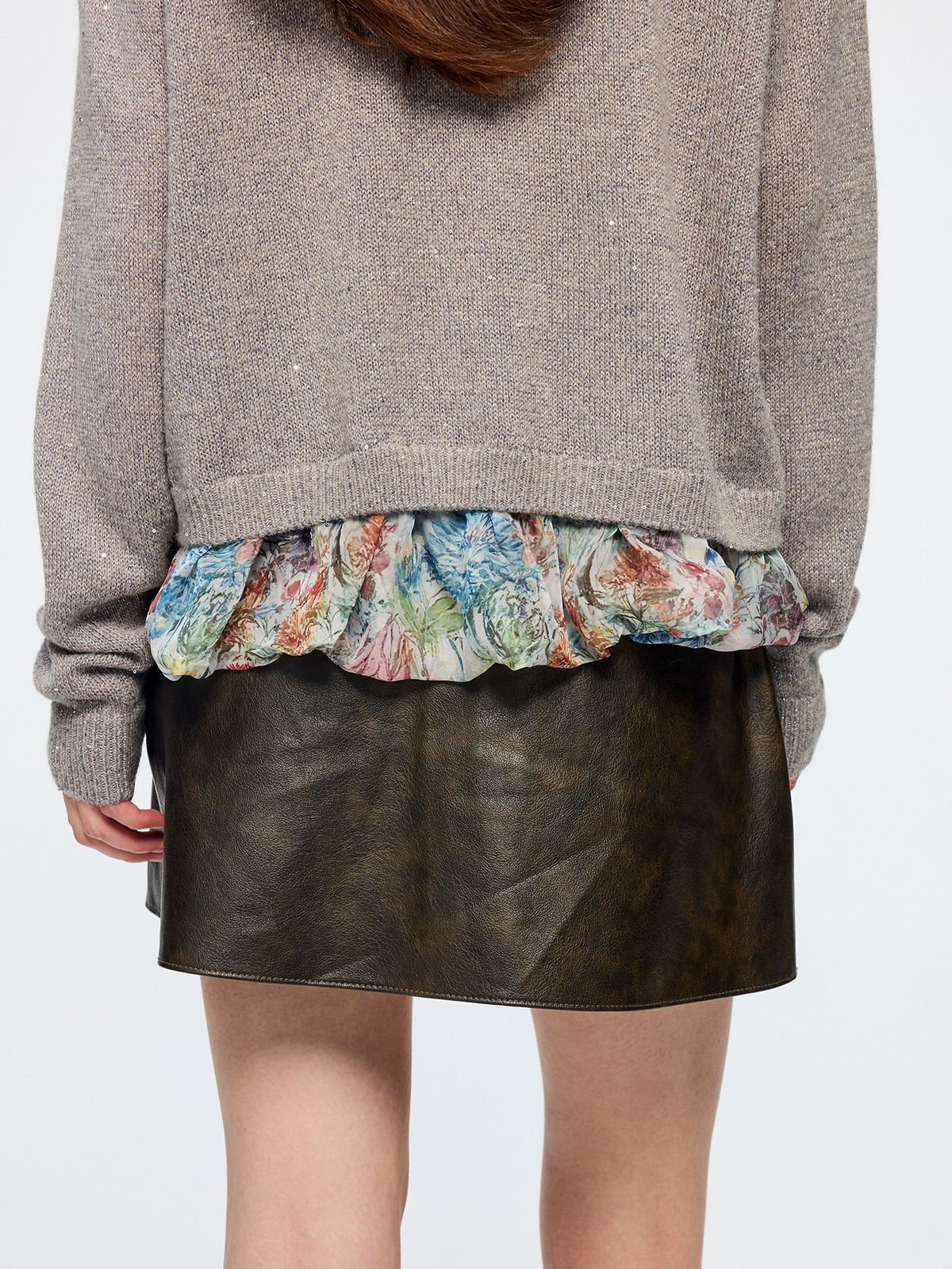 Exposed lining cardigan