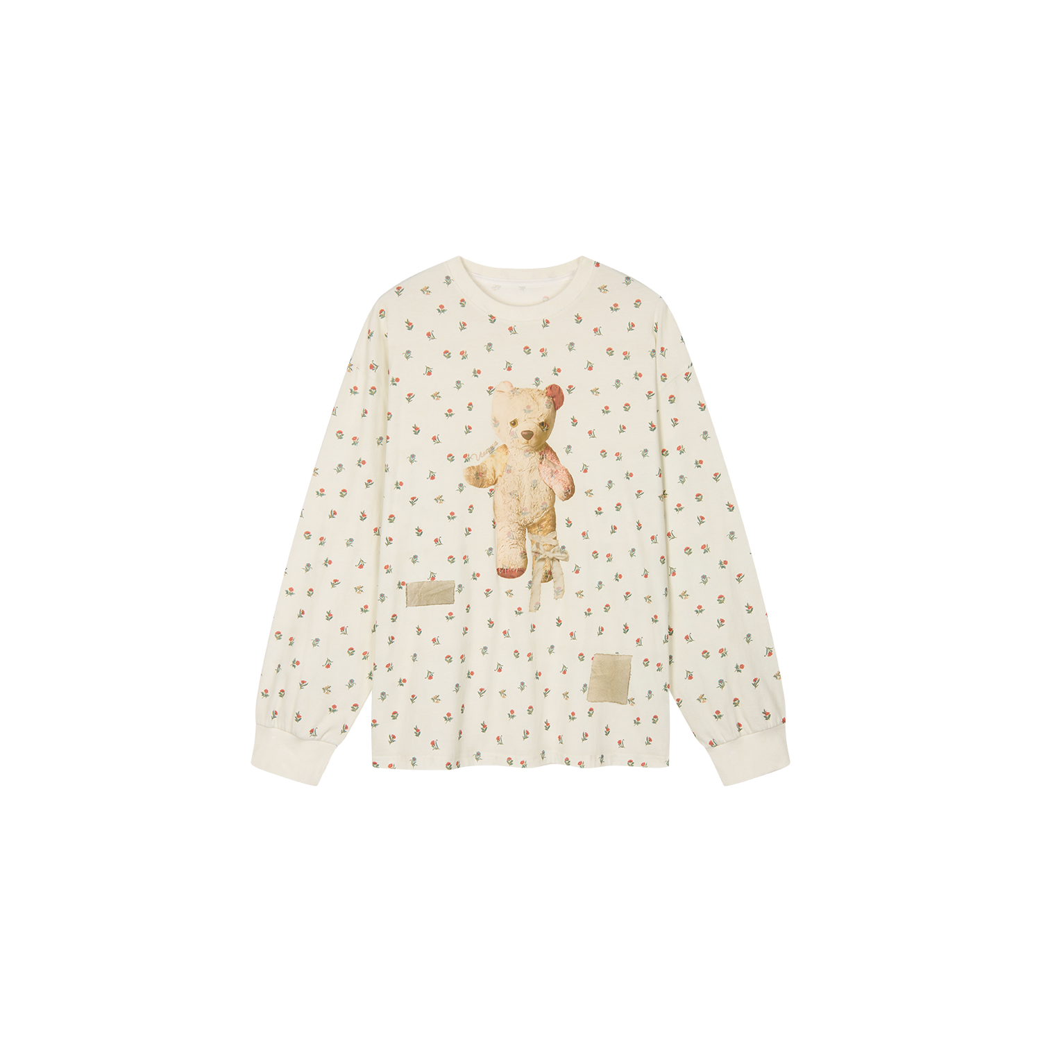 Floral bear old toy long sleeve T shirt
