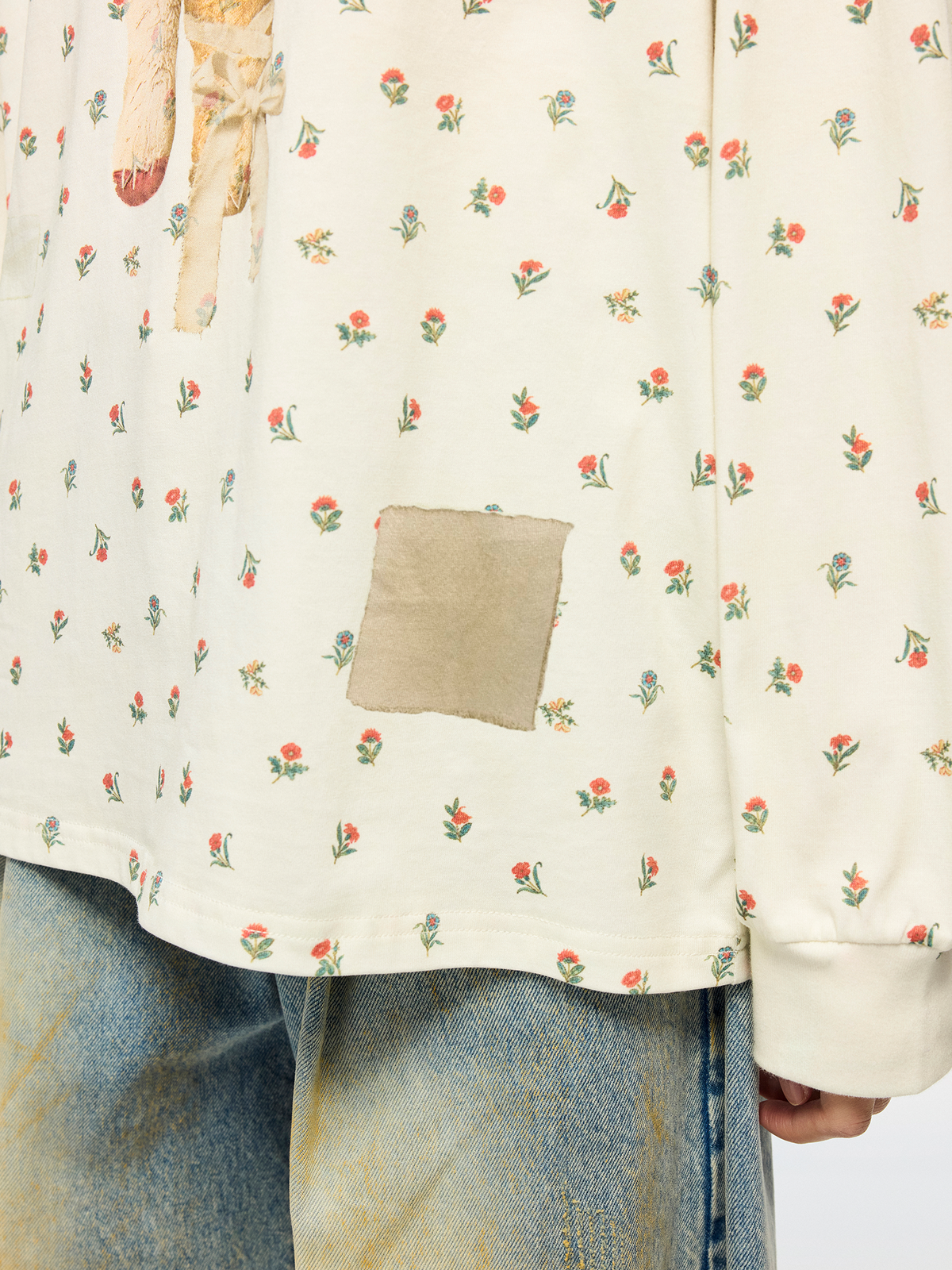 Floral bear old toy long sleeve T shirt