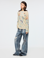 Vintage map long sleeve T shirt