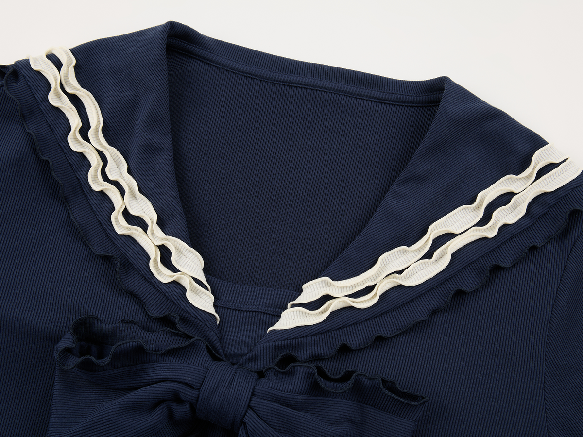 Sailor collar bow T shirt