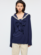 Sailor collar bow T shirt