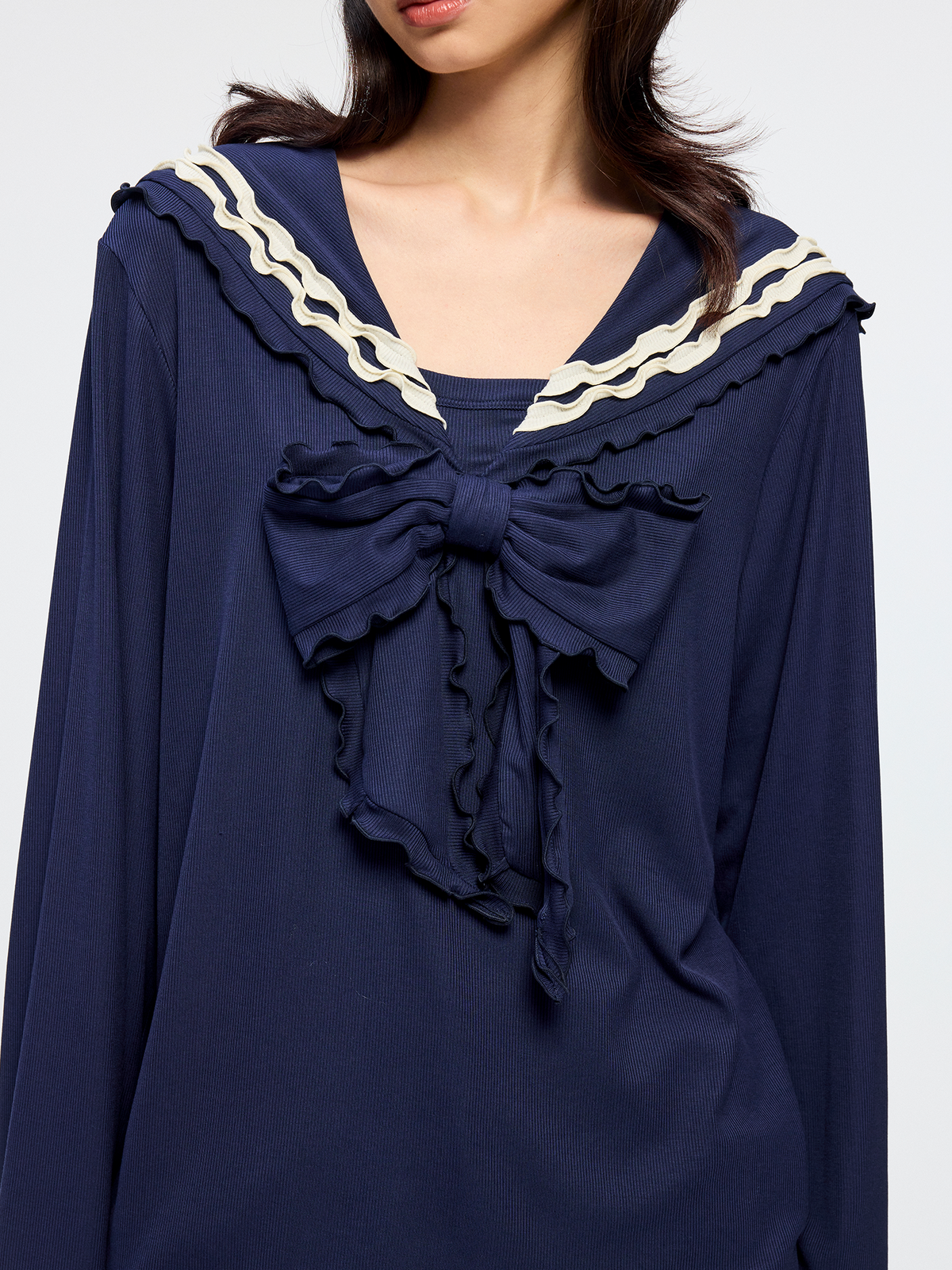 Sailor collar bow T shirt