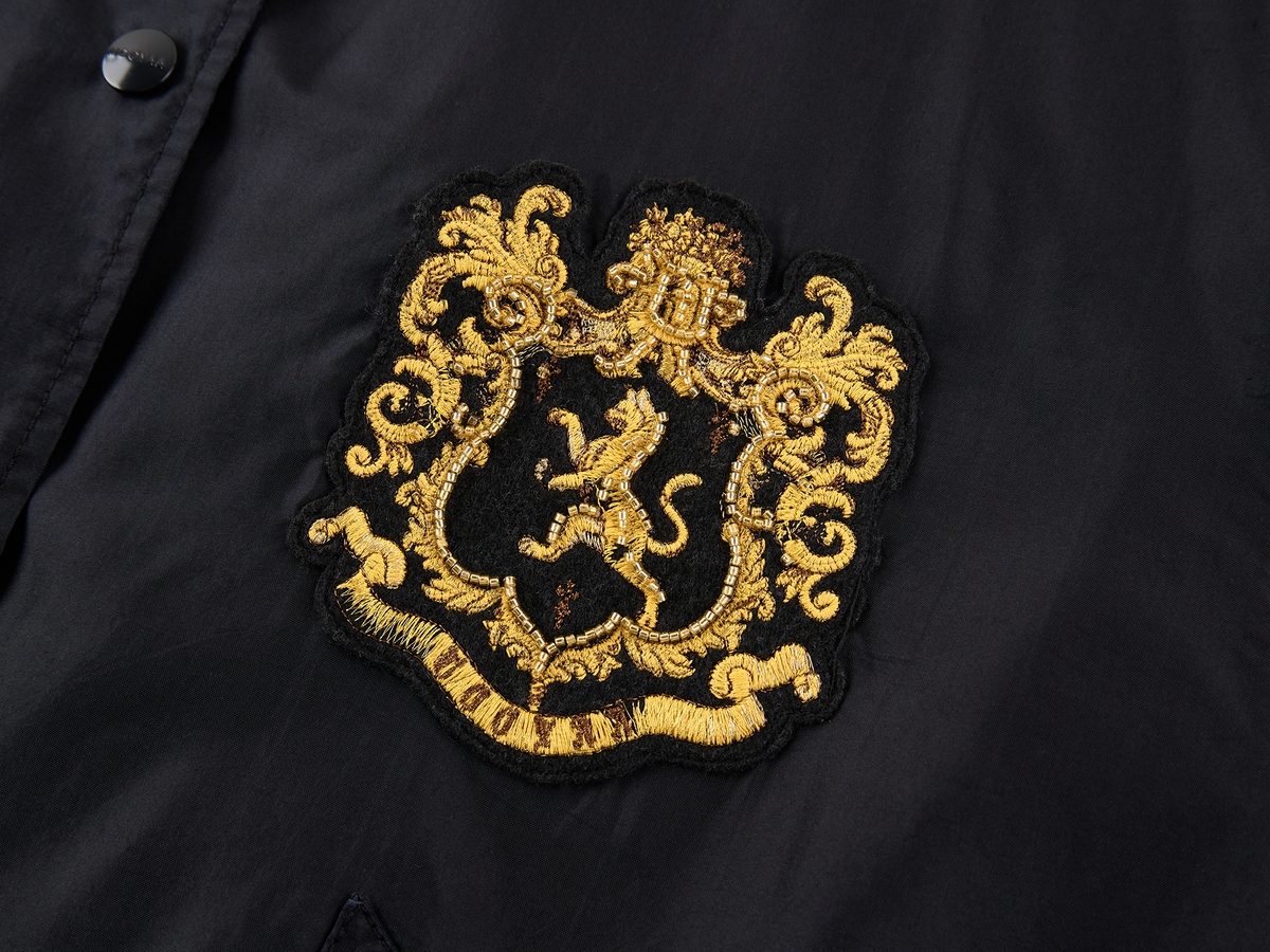 Silk taffeta collegiate varsity jacket
