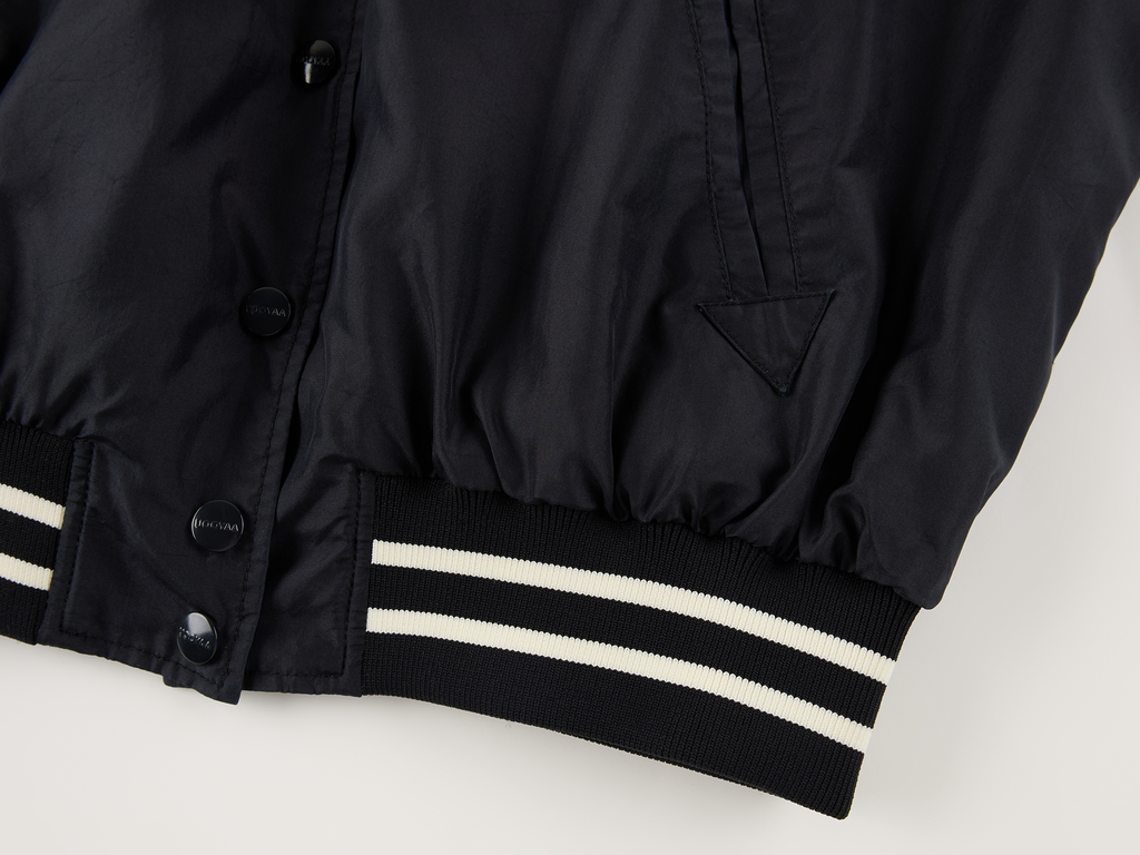 Silk taffeta collegiate varsity jacket