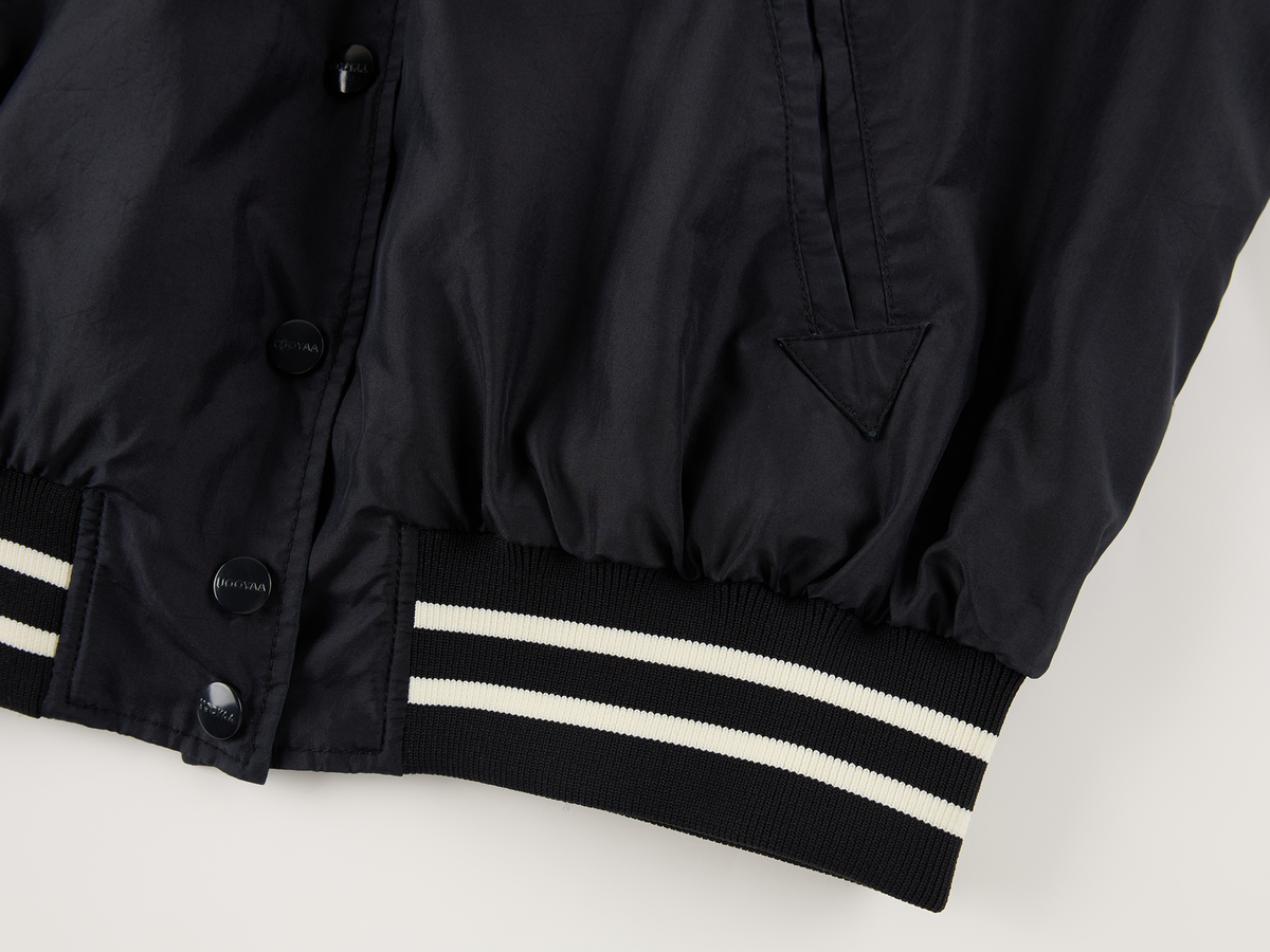 Silk taffeta collegiate varsity jacket
