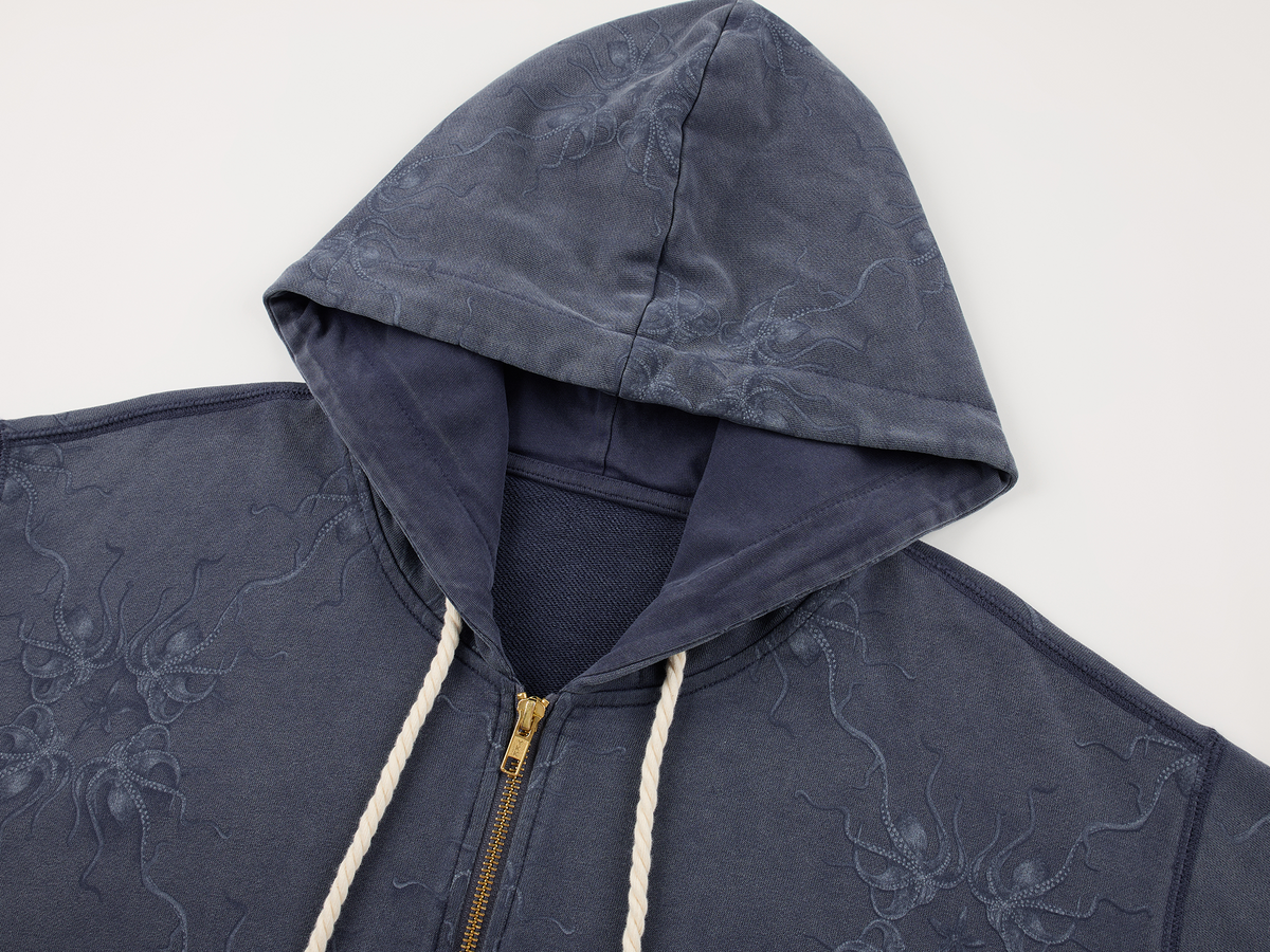 Fantasy octopus print zip hoodie