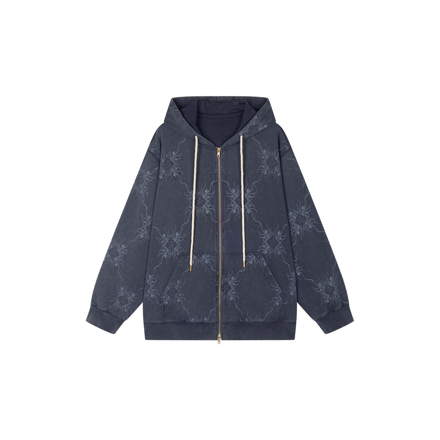 Fantasy octopus print zip hoodie