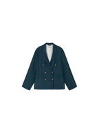 Silk taffeta peak lapel double breasted blazer