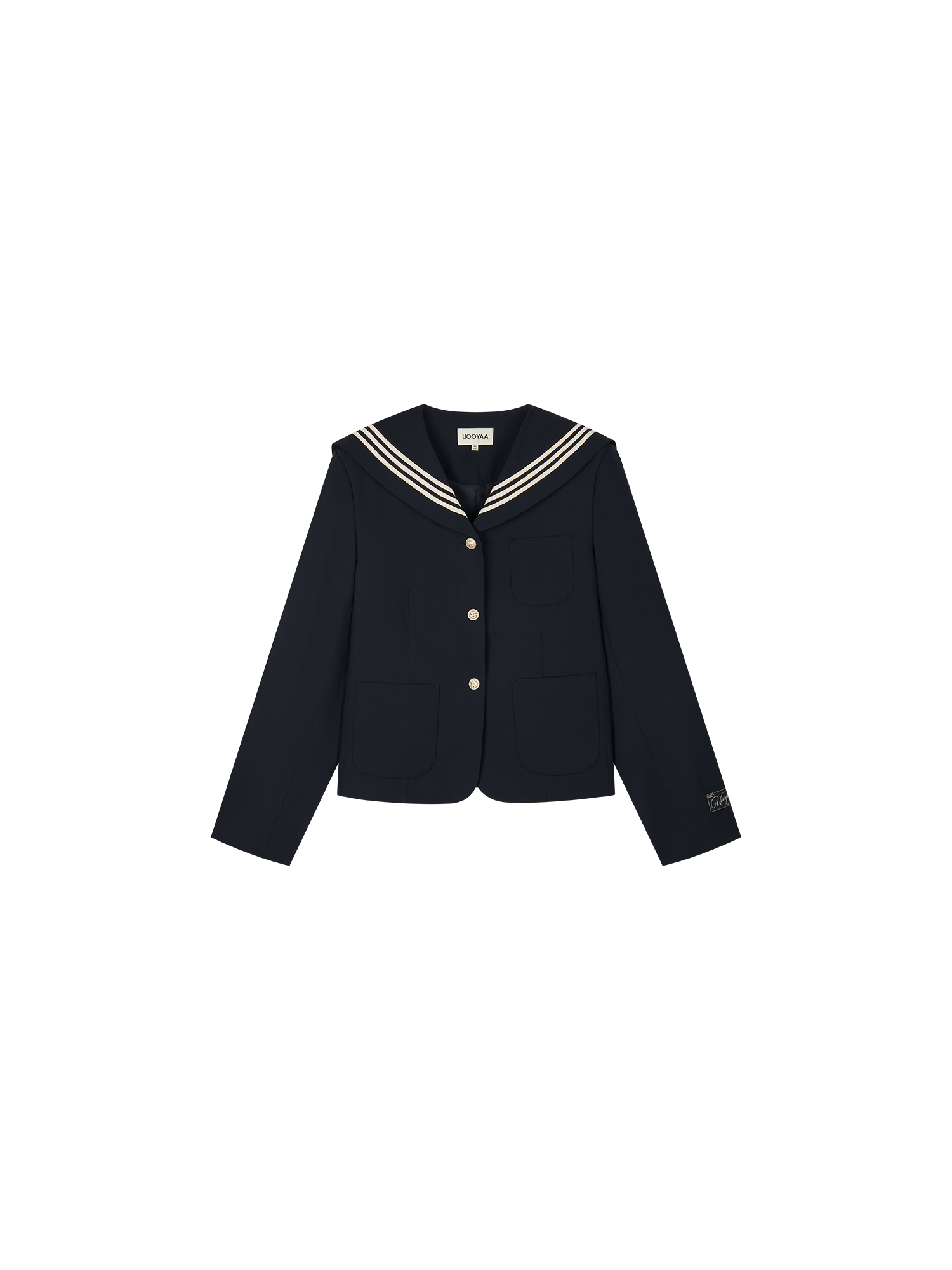 Machine washable wool sailor collar blazer