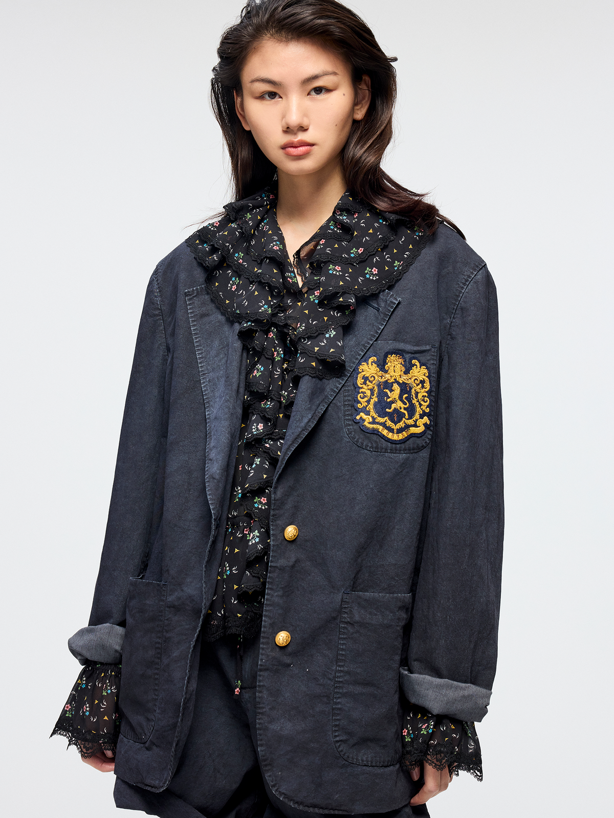 Vintage washed collegiate blazer