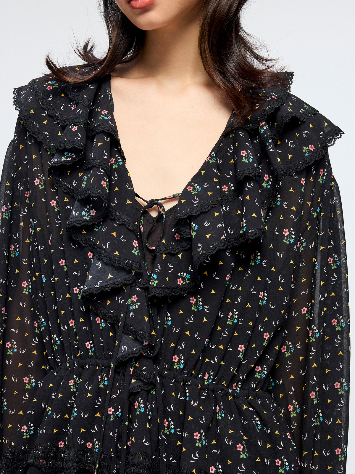 Floral ruffle tiered dress