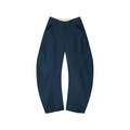 Silk taffeta curved leg trousers